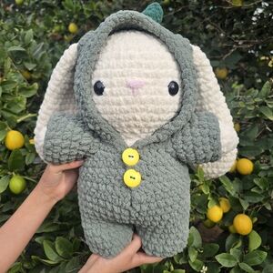 Jumbo Crochet Bunny Wearing Dino Pjs